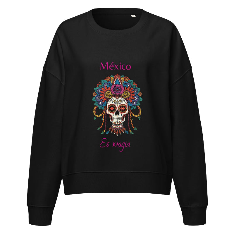 Sudadera negra de algodón con estampado mexicano